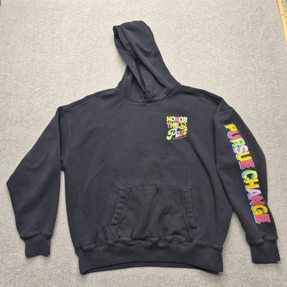 Hollister x Academy Group Hoodie Mens L Black Pullover Honor The Past Graphic
